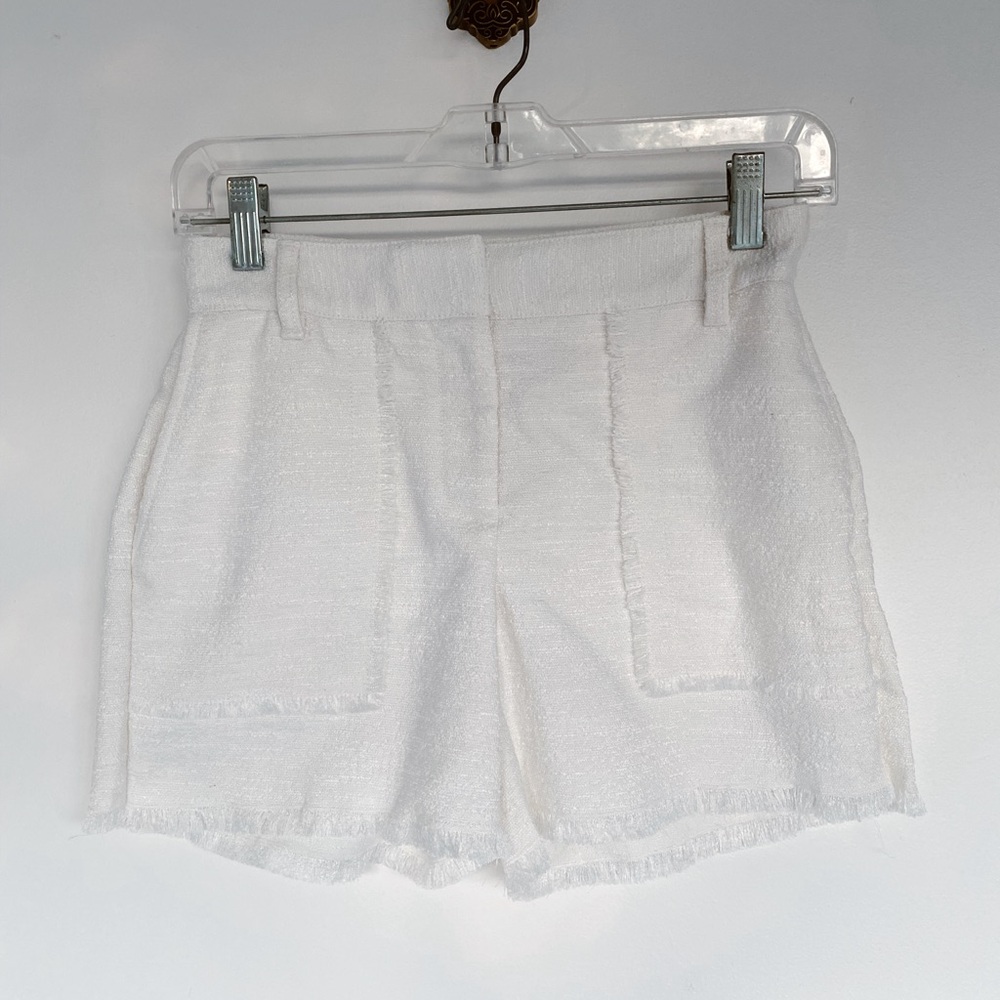 Women’s White Textured Pocket Shorts